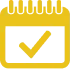 Yellow Calendar Icon With A Large Checkmark In The Center, Indicating A Completed Task Or Scheduled Event.