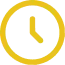 Yellow Outline Clock Icon Showing The Time As 4:00 On A White Background.